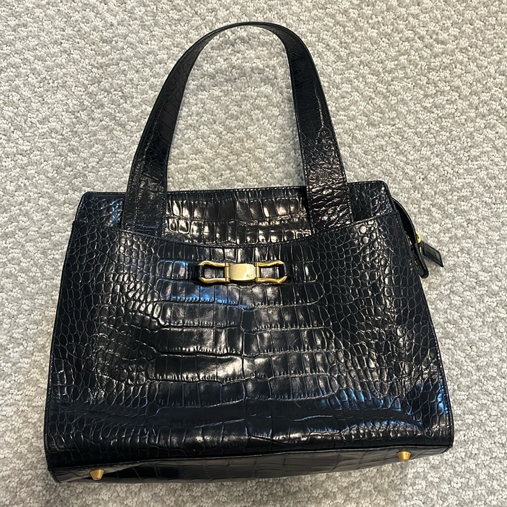 Vintage Liz Claiborne Embossed Crocodile Leather Bag